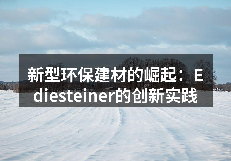 新型环保建材的崛起：Ediesteiner的创新实践