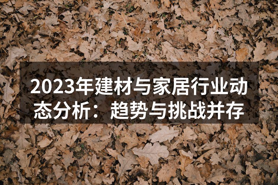 2023年建材与家居行业动态分析：趋势与挑战并存