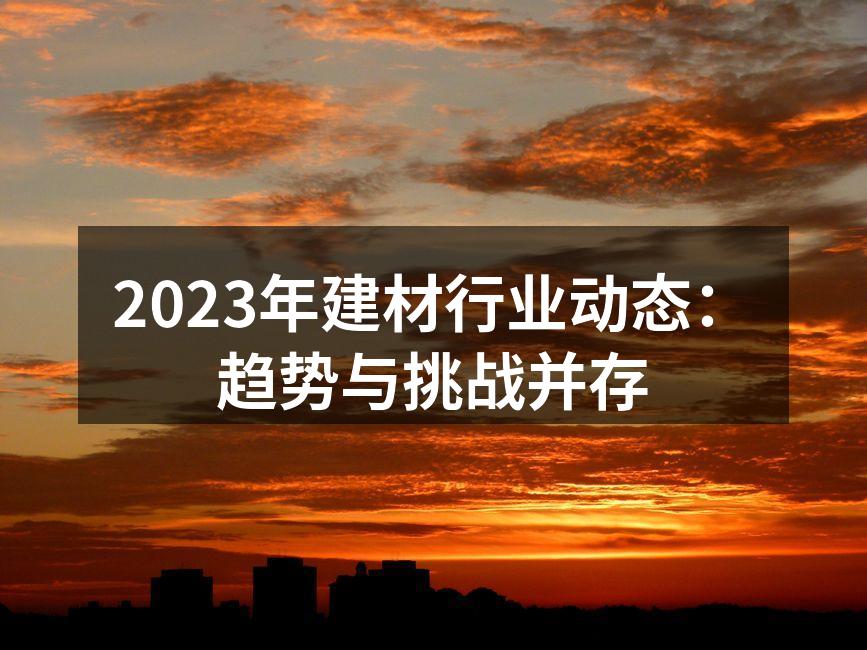 2023年建材行业动态：趋势与挑战并存